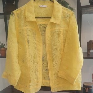 Yellow Sheer Floral Women's Top